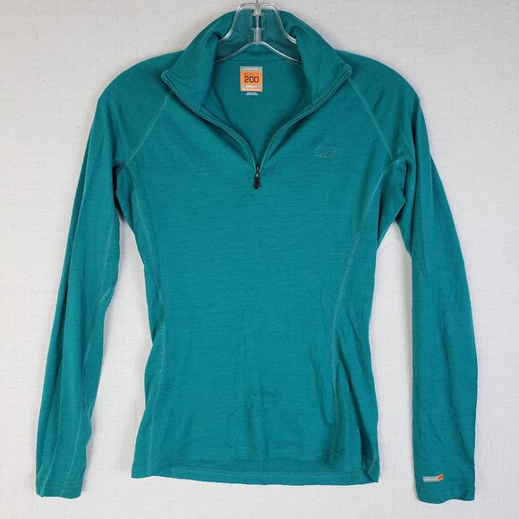 Icebreaker Bodyfit 200 Base Layer 1/4 Zip New Zealand Merino Wool Teal size S - Picture 1 of 11